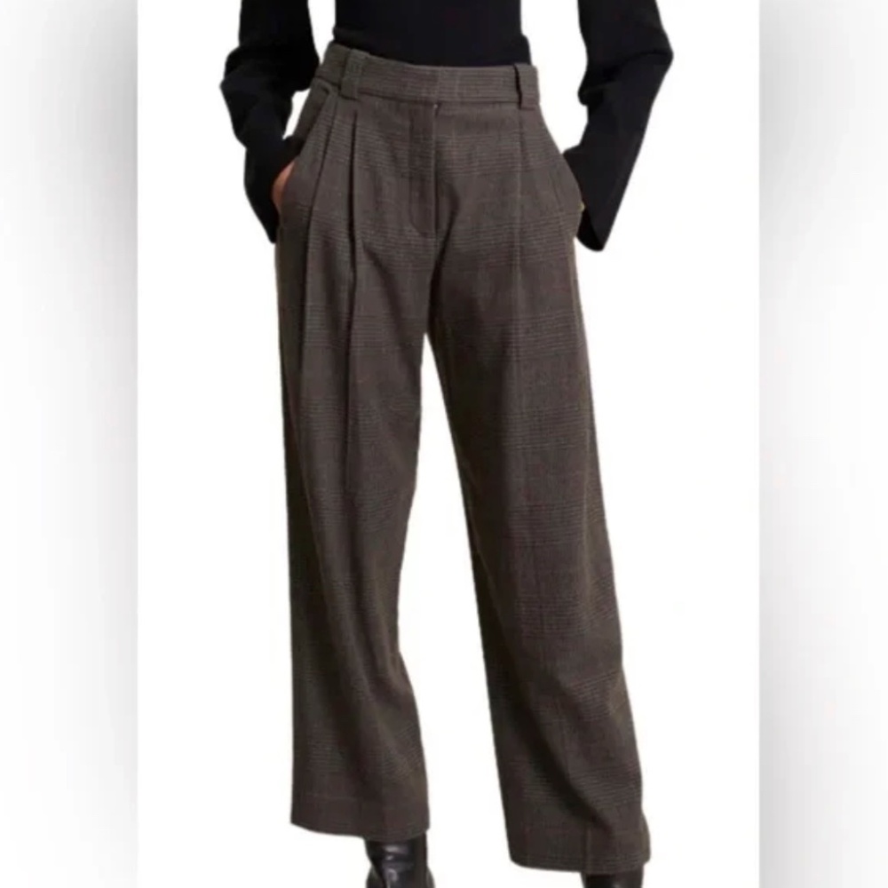 NEW A.L.C. Franklin Wool-Blend Tailored Trousers – Charcoal Plaid – Size 4 - Picture 3 of 13